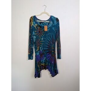 Kathmandu Imports Tie Dye Boho Hippie Tunic Dress Pockets Festival Women's S/M